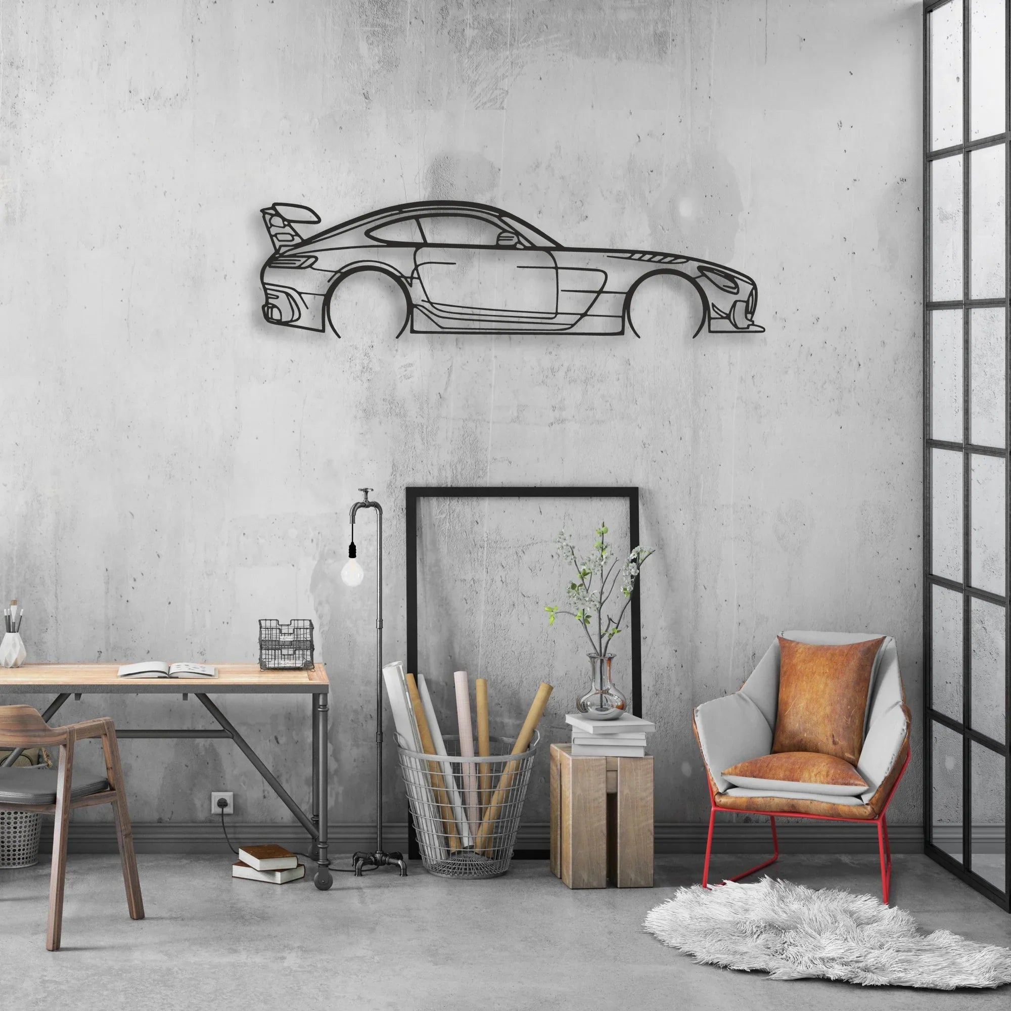 mercedes amg gt Classic Silhouette Metal Wall Art - Automotive Garage Decor