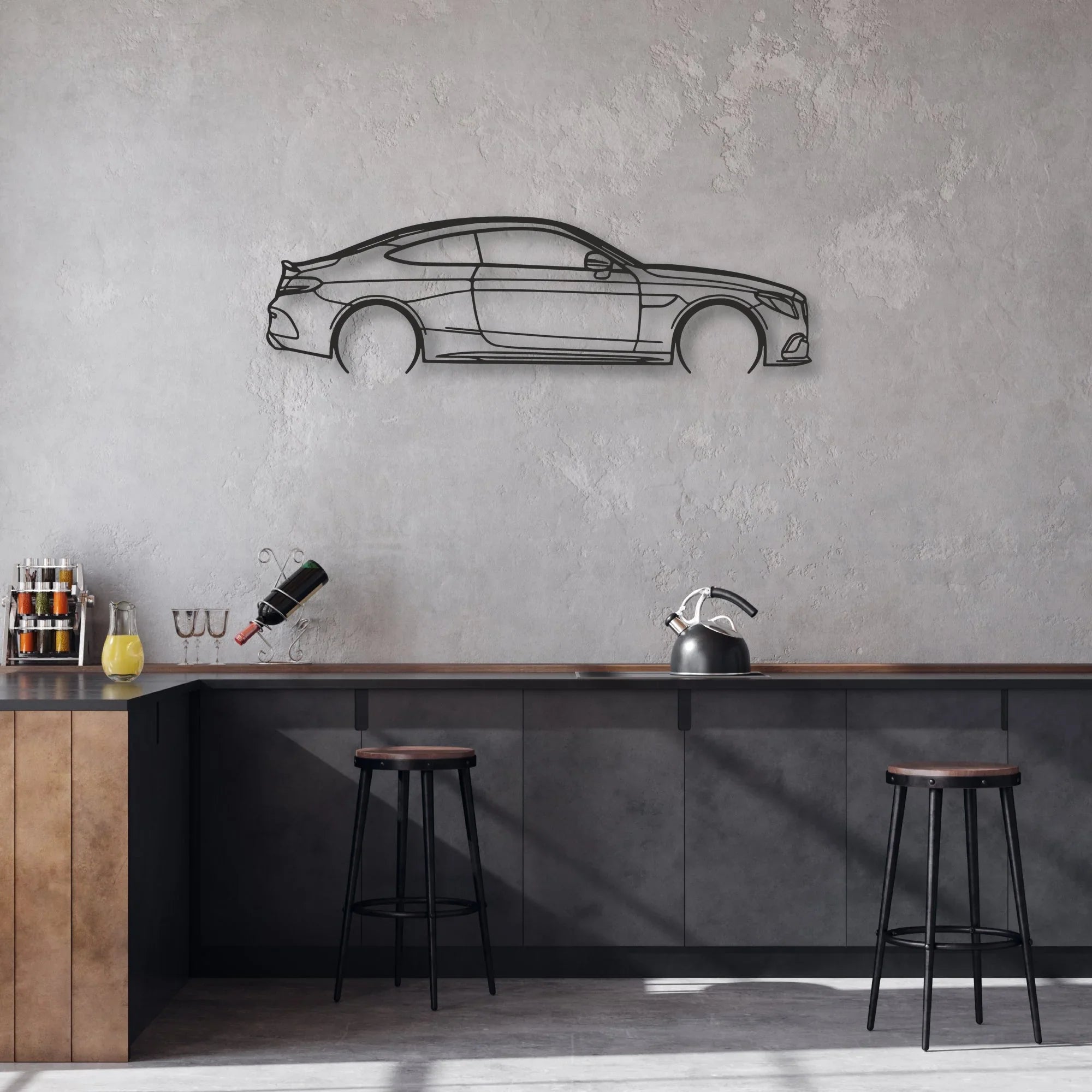 mercedes c300 coupe Classic Silhouette Metal Wall Art - Automotive Garage Decor