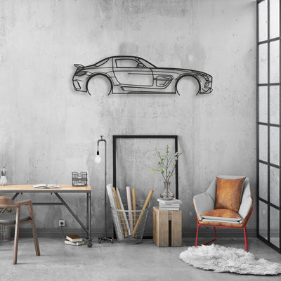 mercedes sls amg Classic Silhouette Metal Wall Art - Automotive Garage Decor