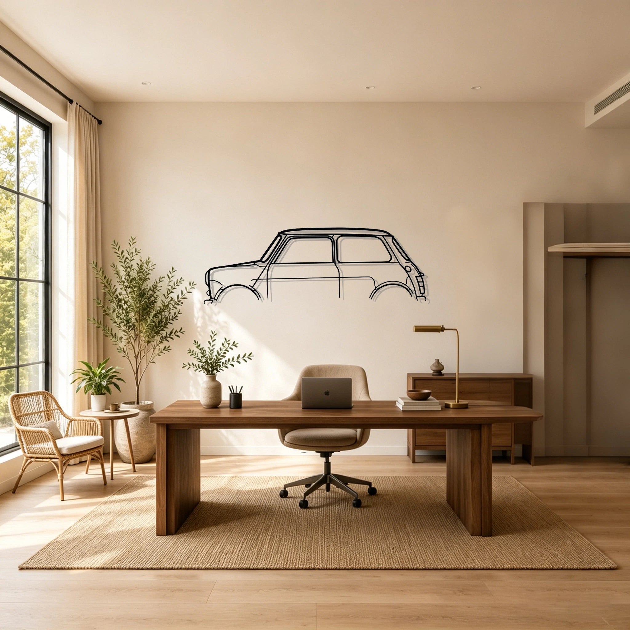 Mini Classic Silhouette Metal Wall Art - Classic Car Garage Decor
