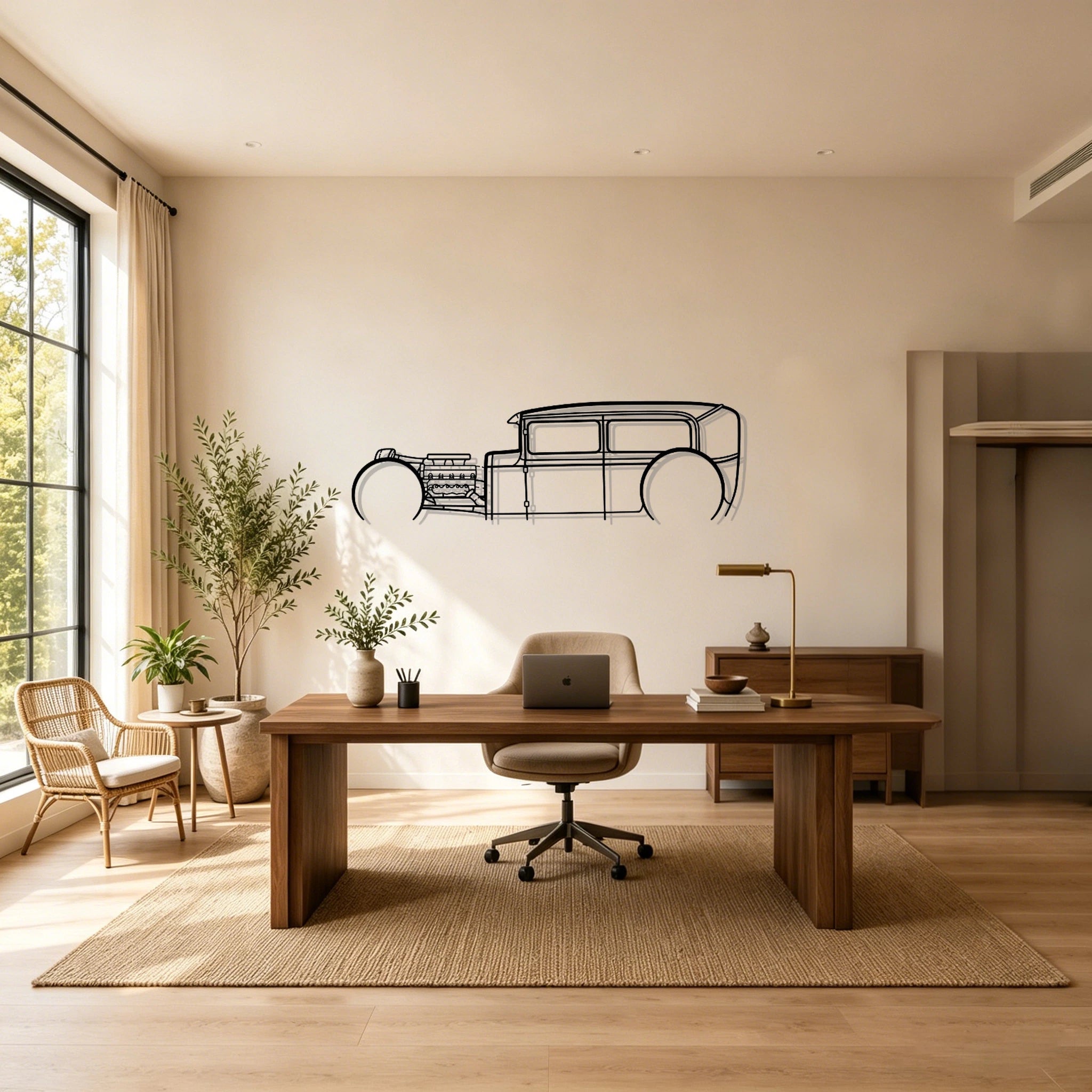 Model A Detailed Silhouette Metal Wall Art - Classic Car Garage Decor