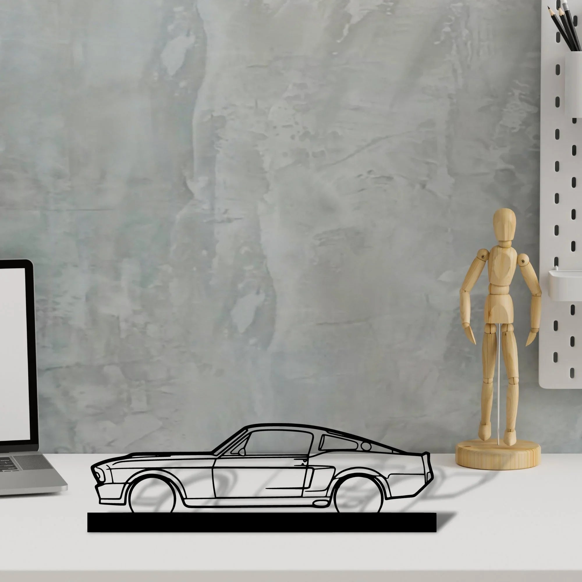 mustang-1967 Silhouette Metal Art Stand - Turbo Silhouette