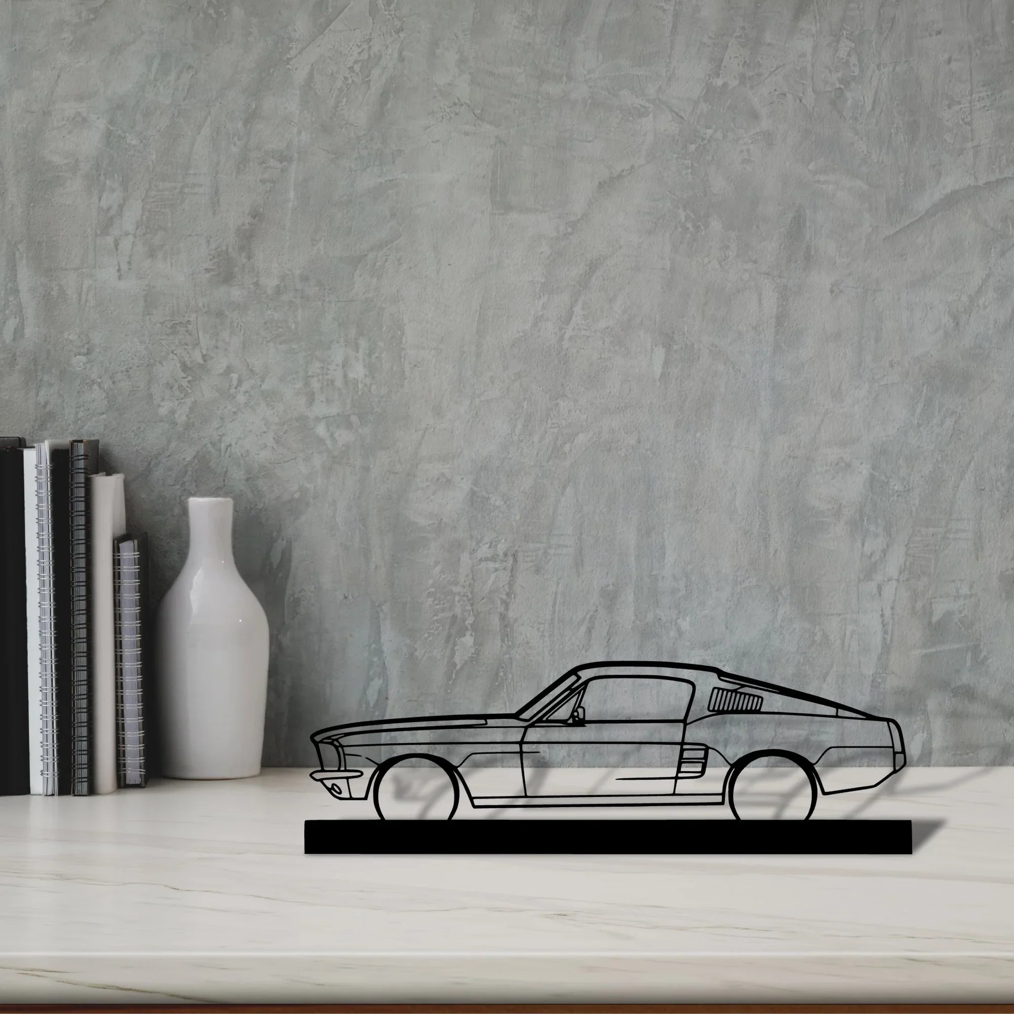 mustang-gt-fastback-390s Silhouette Metal Art Stand - Turbo Silhouette