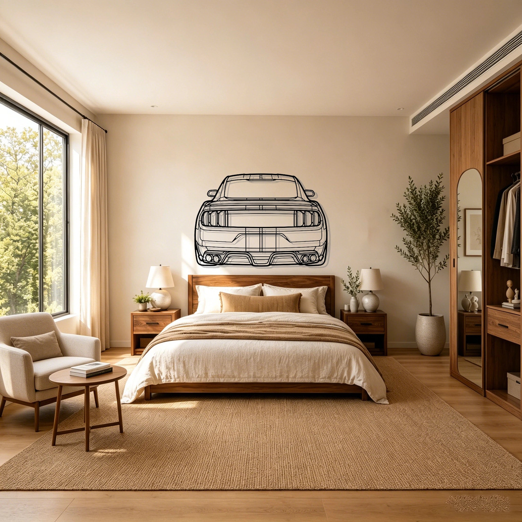 Mustang GT350 Back Silhouette Metal Wall Art - Classic Car Garage Decor