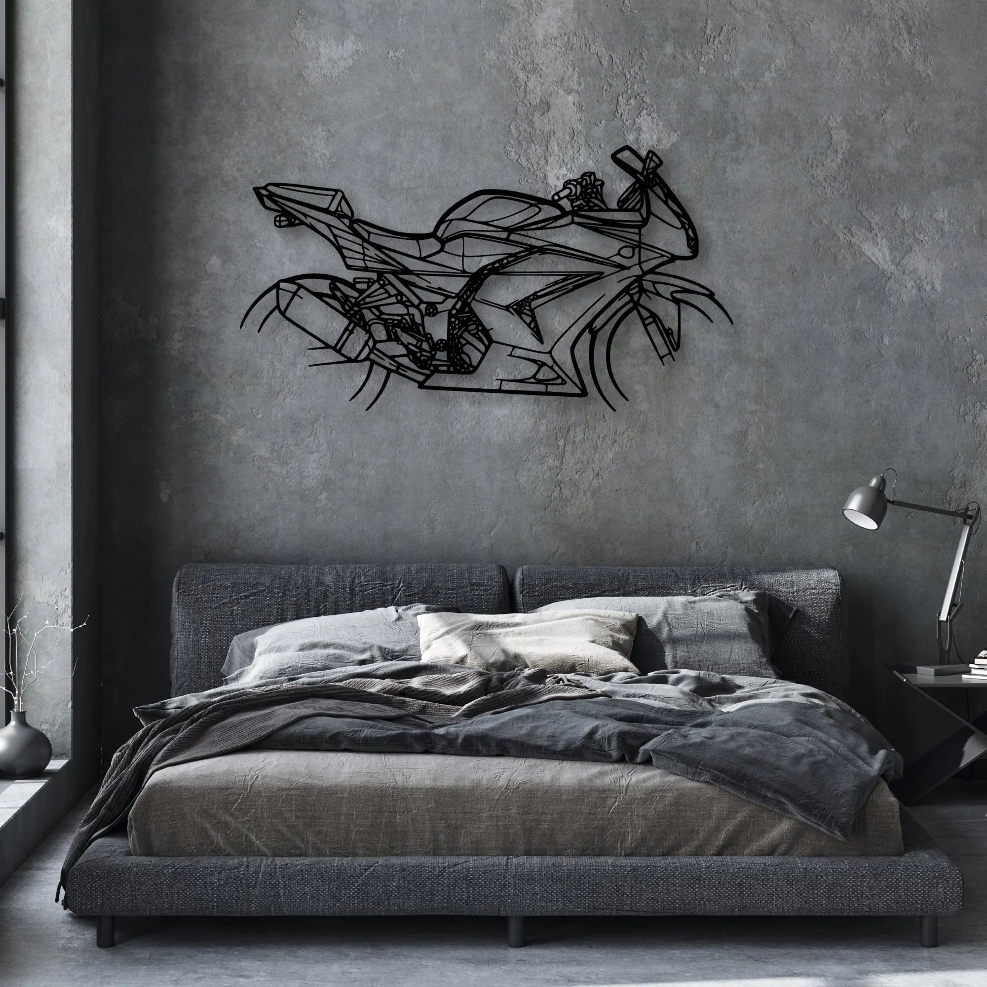 Ninja 250R 2008 Classic Motorcycle Silhouette Metal Wall Art - Moto Garage Decor
