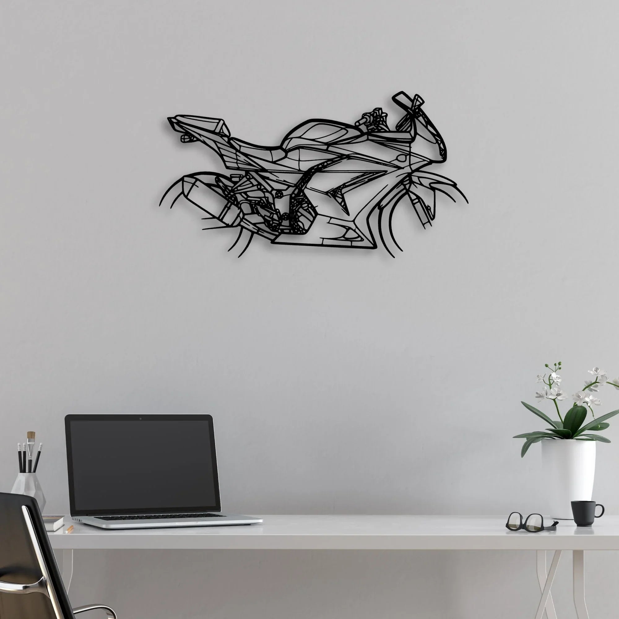 Ninja 250R 2008 Classic Motorcycle Silhouette Metal Wall Art - Moto Garage Decor