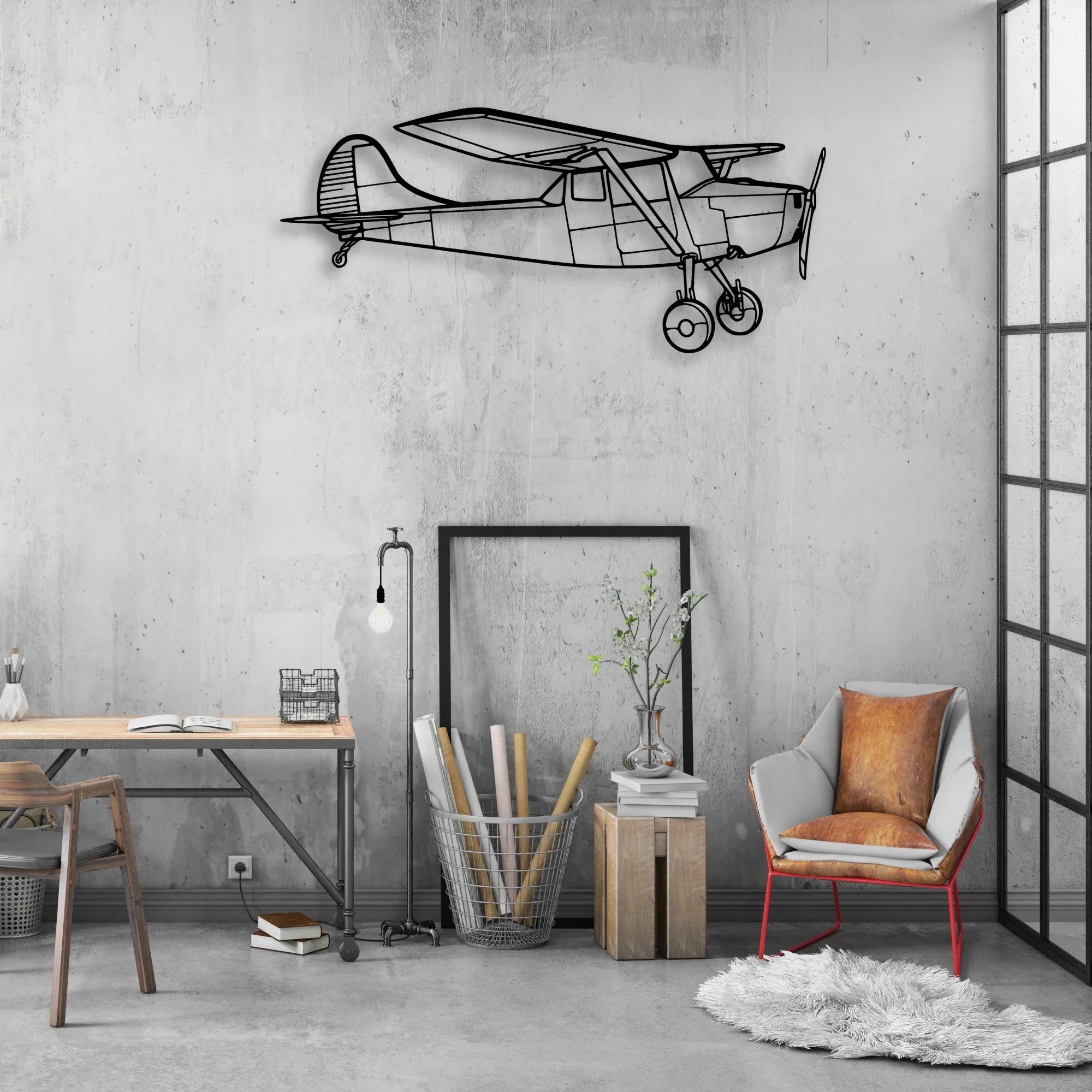O-1 Bird Dog Classic Aircraft Silhouette Metal Wall Art - Aviation Hangar Decor