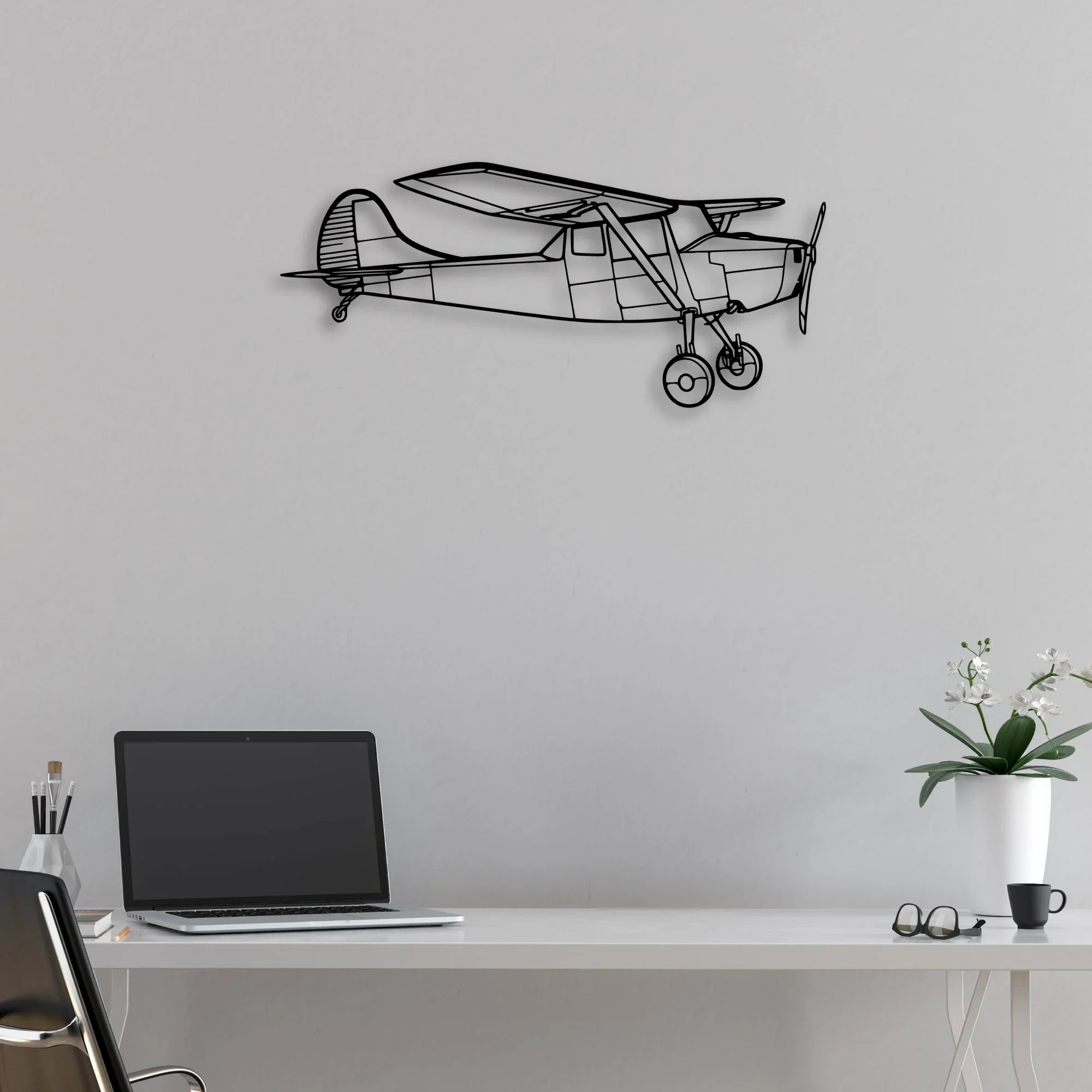O-1 Bird Dog Classic Aircraft Silhouette Metal Wall Art - Aviation Hangar Decor