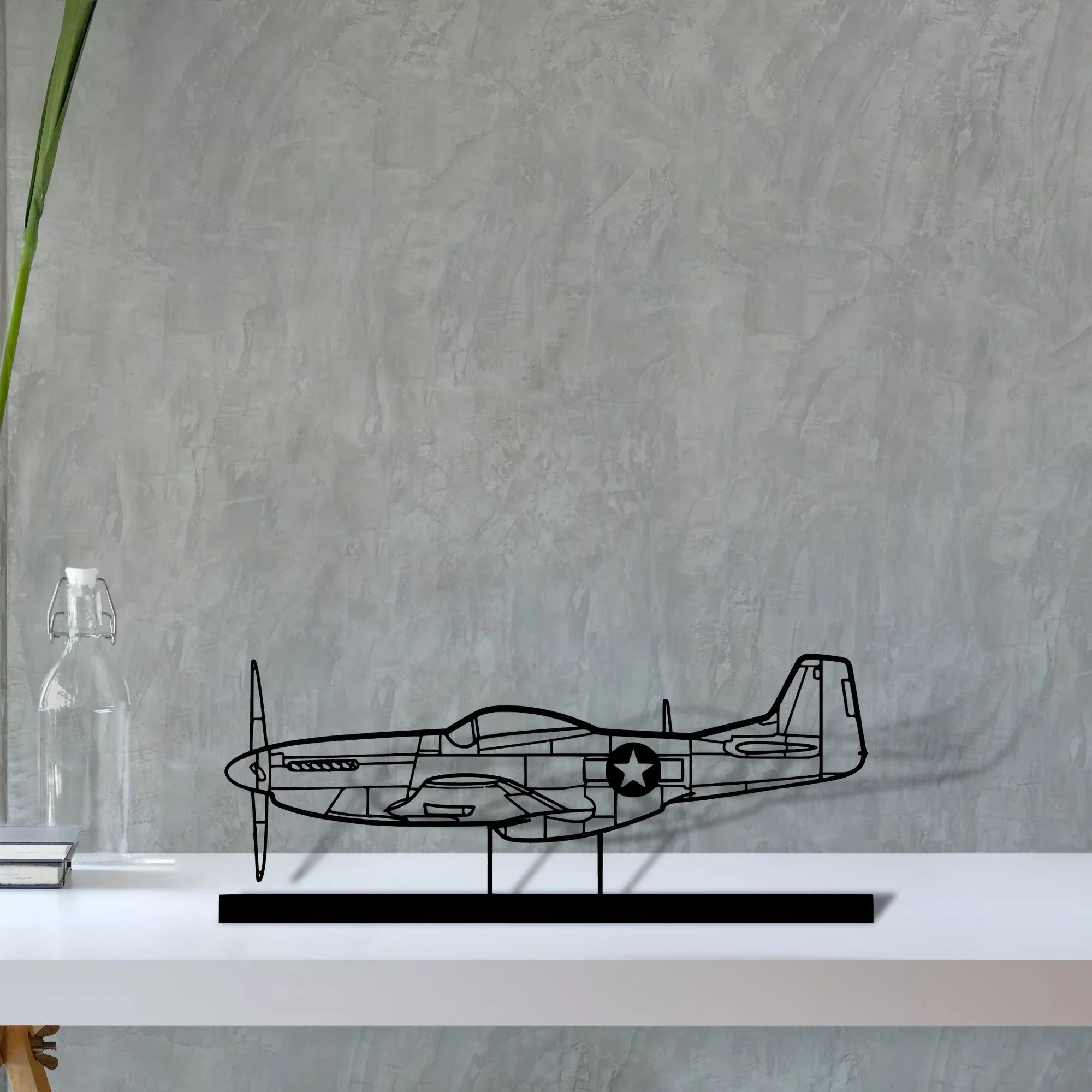 p-51-mustang-4 Silhouette Metal Art Stand - Turbo Silhouette