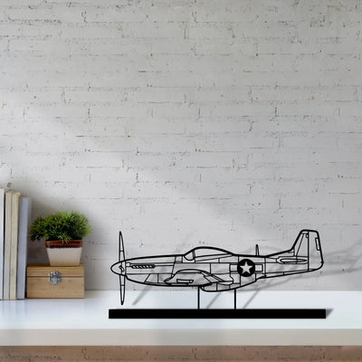 p-51-mustang-4 Silhouette Metal Art Stand - Turbo Silhouette