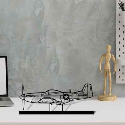 p-51-mustang-4 Silhouette Metal Art Stand - Turbo Silhouette