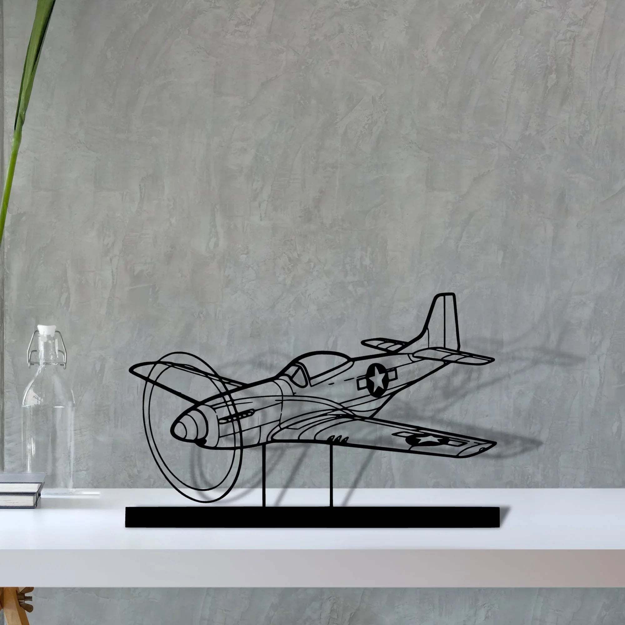 p-51d-mustang Silhouette Metal Art Stand - Turbo Silhouette