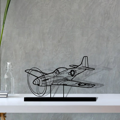 p-51d-mustang Silhouette Metal Art Stand - Turbo Silhouette