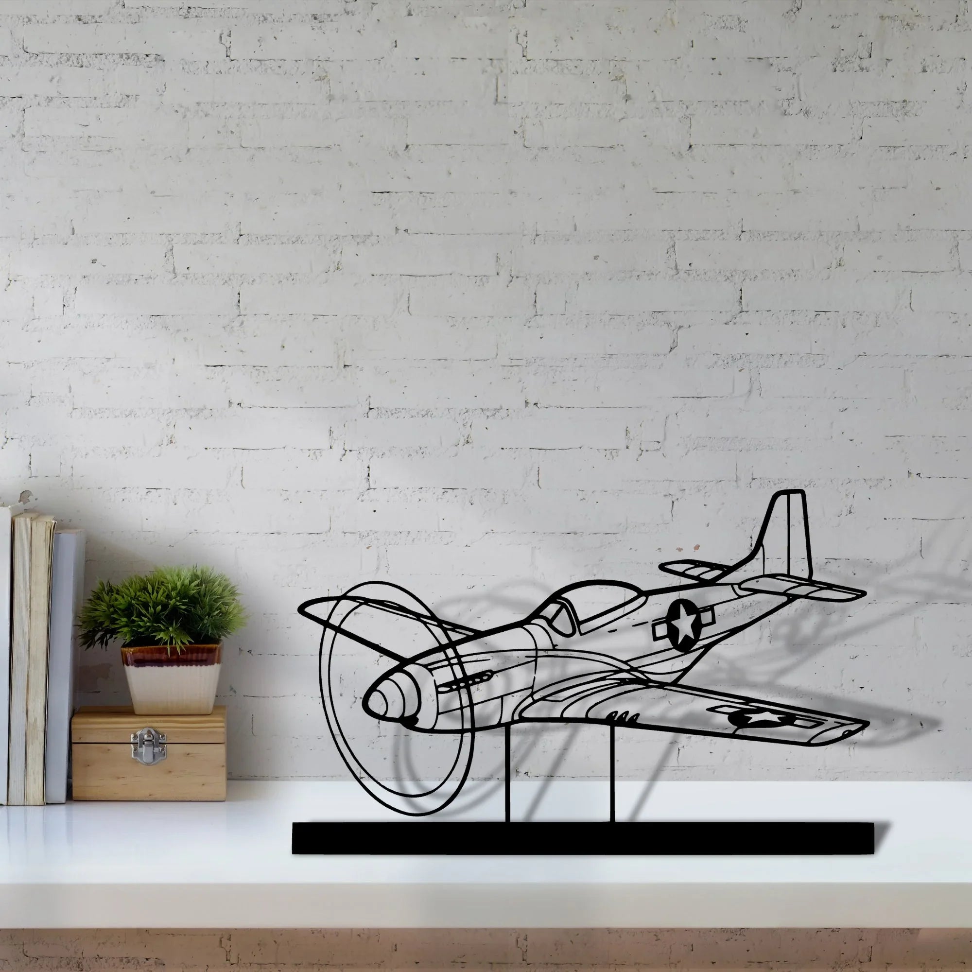 p-51d-mustang Silhouette Metal Art Stand - Turbo Silhouette