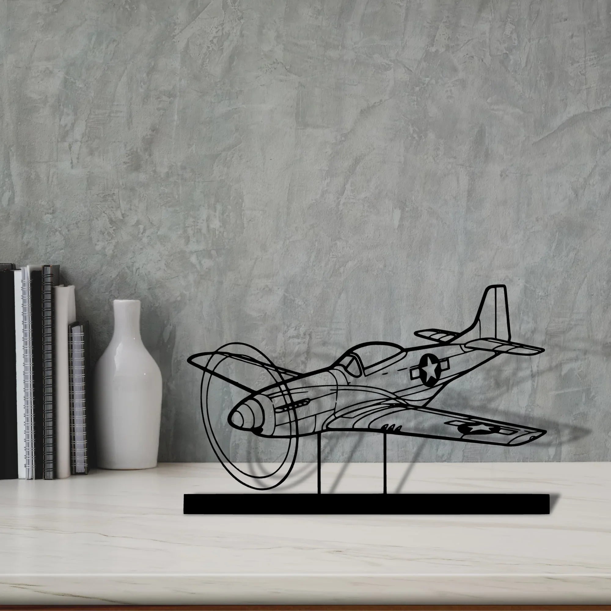 p-51d-mustang Silhouette Metal Art Stand - Turbo Silhouette
