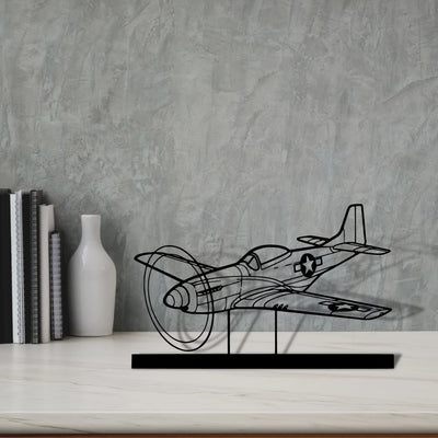 p-51d-mustang Silhouette Metal Art Stand - Turbo Silhouette
