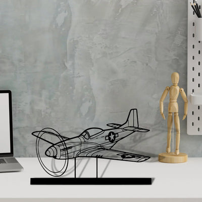 p-51d-mustang Silhouette Metal Art Stand - Turbo Silhouette