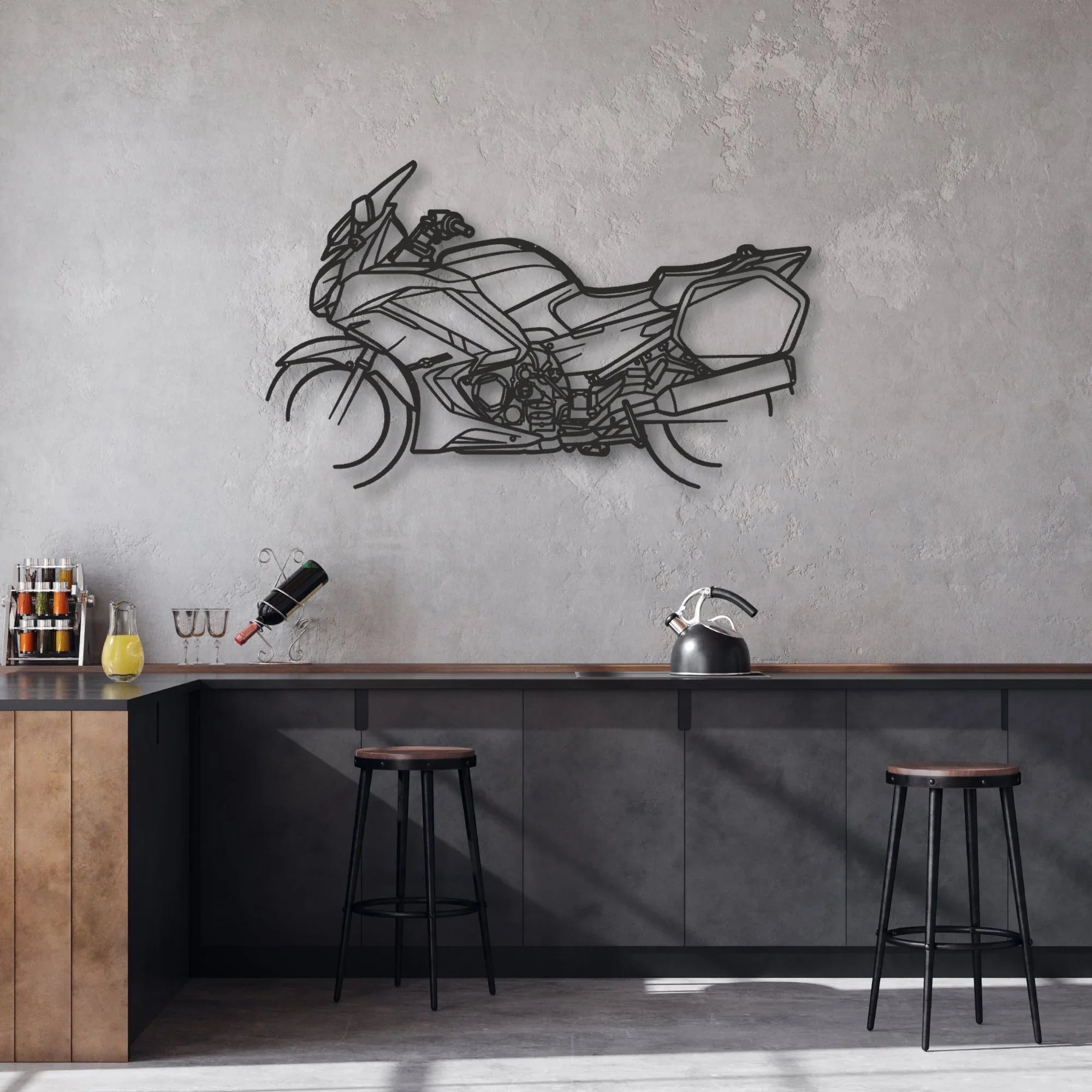 2013 Yamaha FJR1300A Classic Motorcycle Silhouette Metal Wall Art - Moto Garage Decor