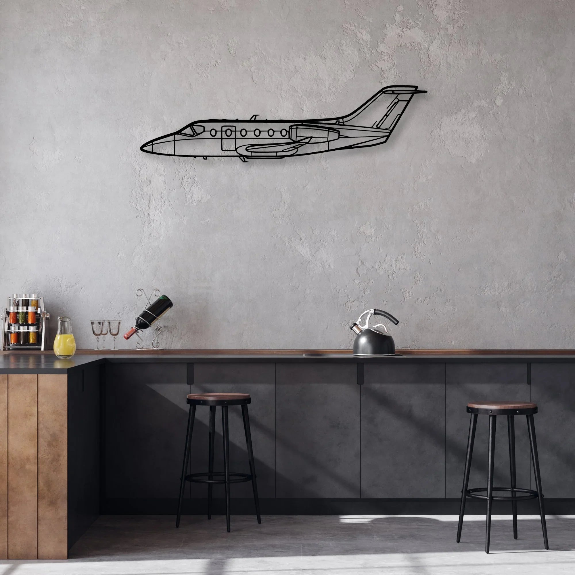 Phenom 300 Classic Aircraft Silhouette Metal Wall Art - Aviation Hangar Decor