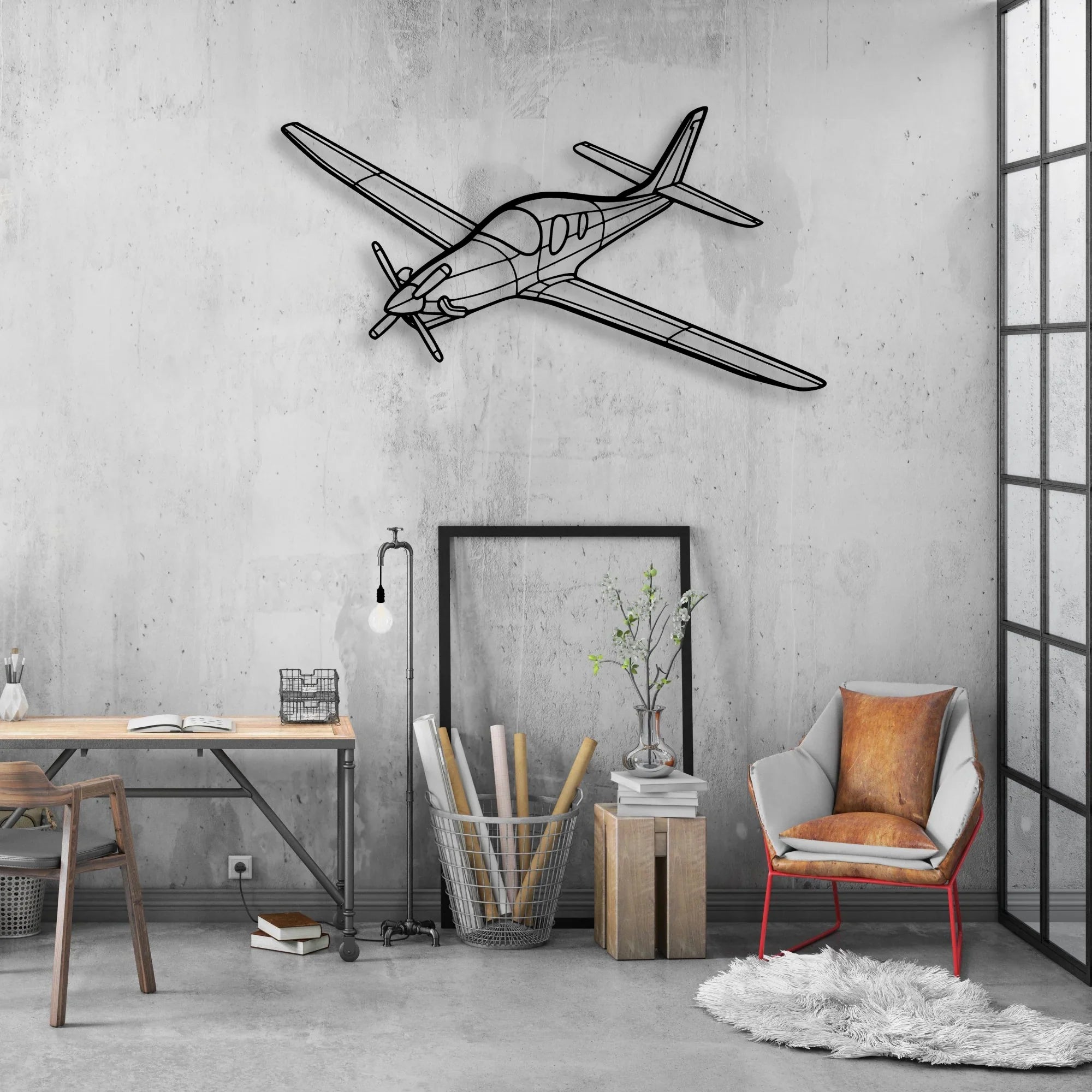 Piper J-3 Cub Classic Aircraft Silhouette Metal Wall Art - Aviation Hangar Decor