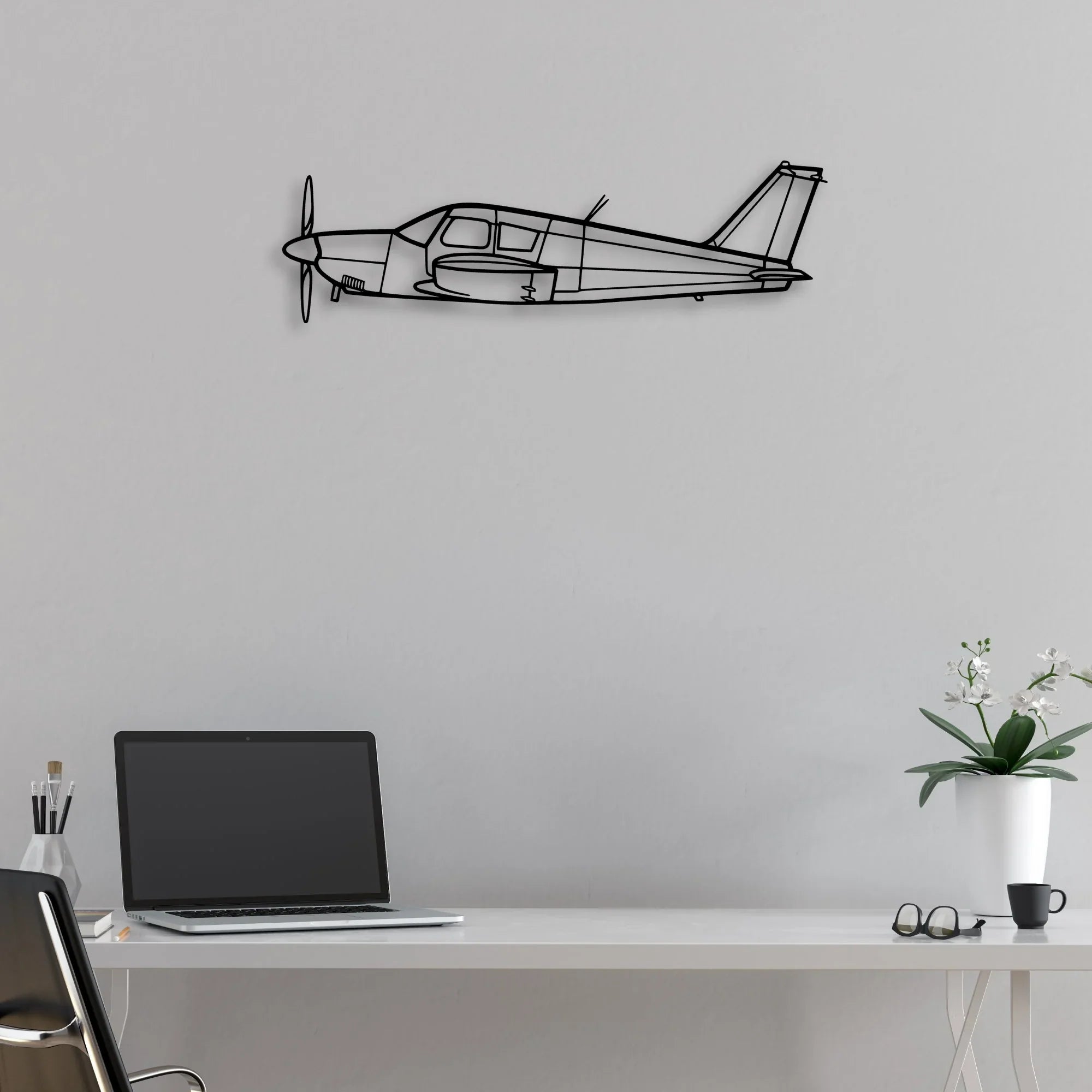 Piper Classic Aircraft Silhouette Metal Wall Art - Aviation Hangar Decor