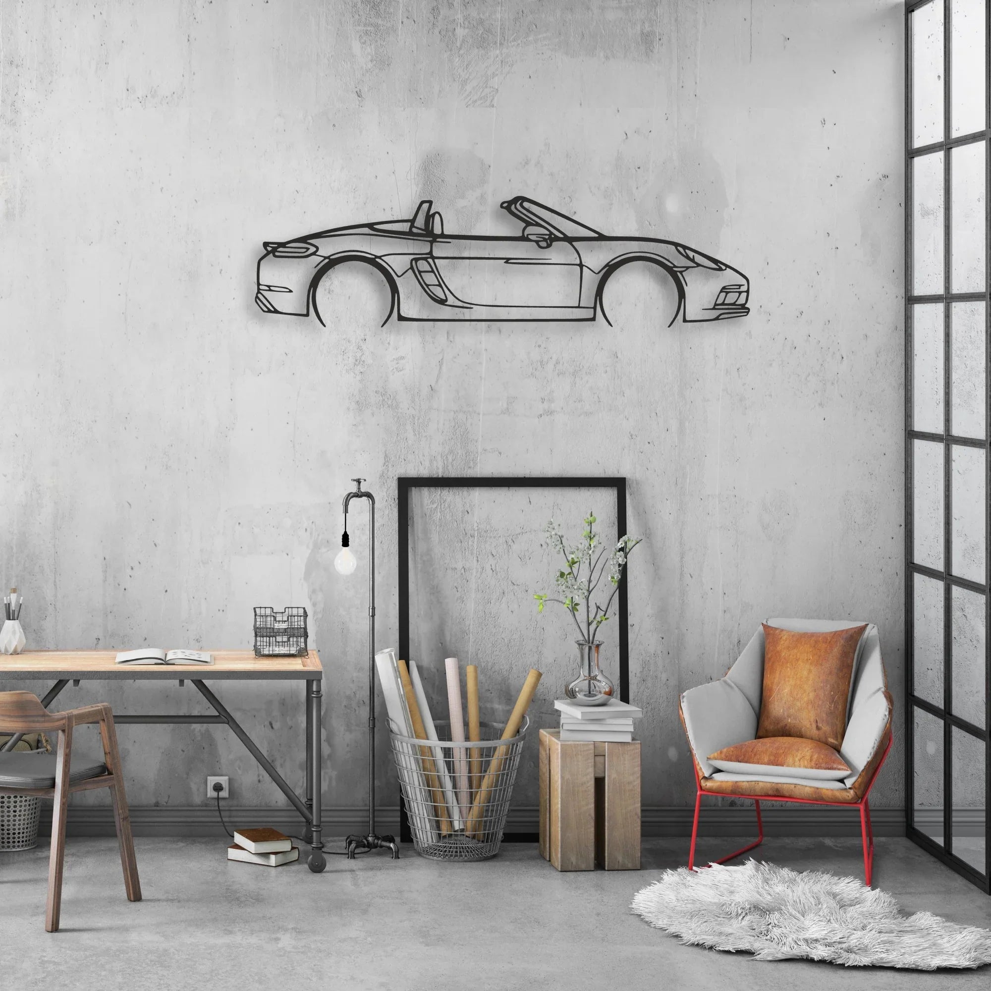 porsche 718 boxster gts Classic Silhouette Metal Wall Art - Automotive Garage Decor