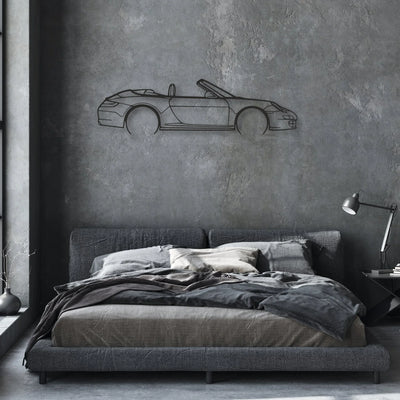 porsche 911 cabrio model 997 Classic Silhouette Metal Wall Art - Automotive Garage Decor
