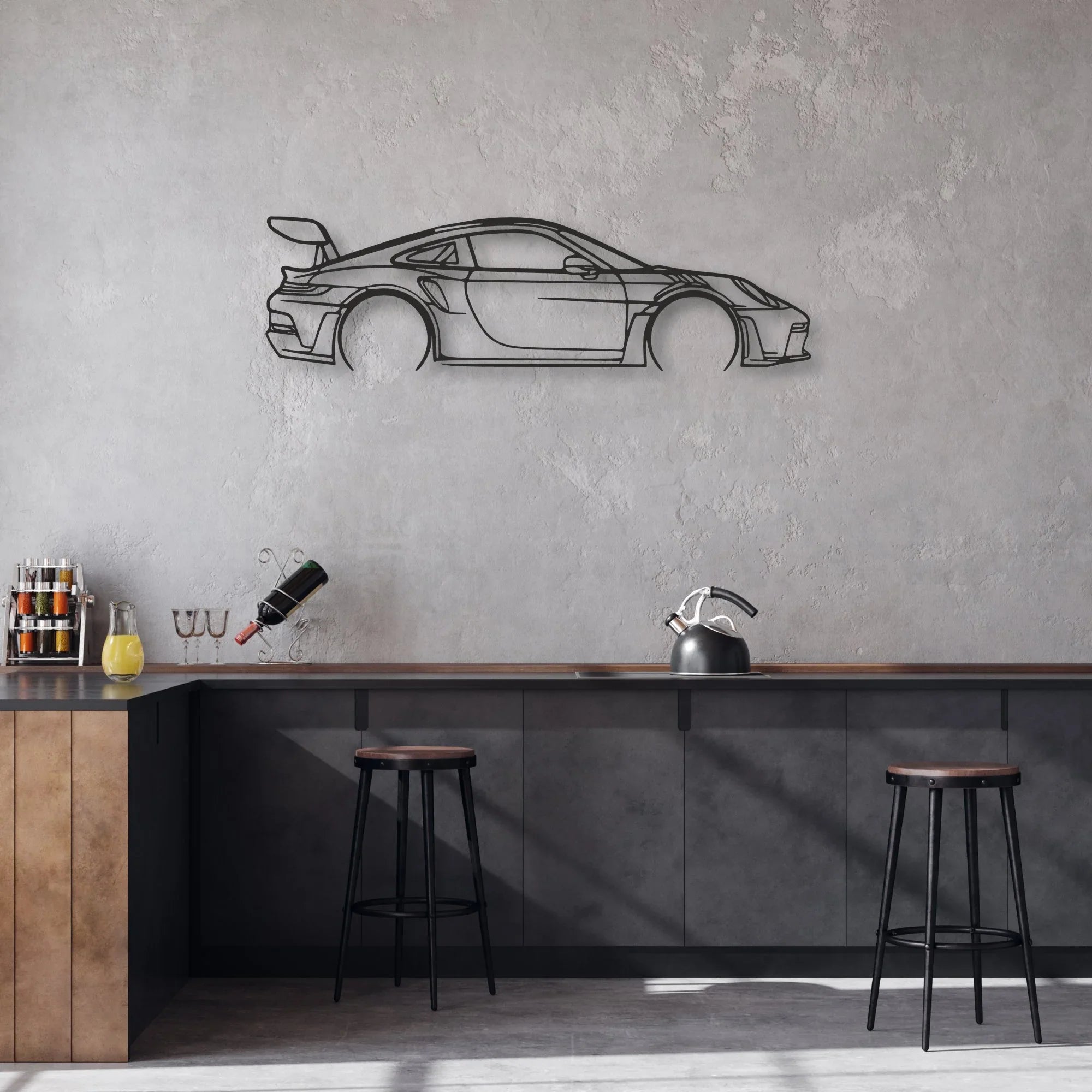 porsche 911 gt3 rs 992 Classic Silhouette Metal Wall Art - Automotive Garage Decor