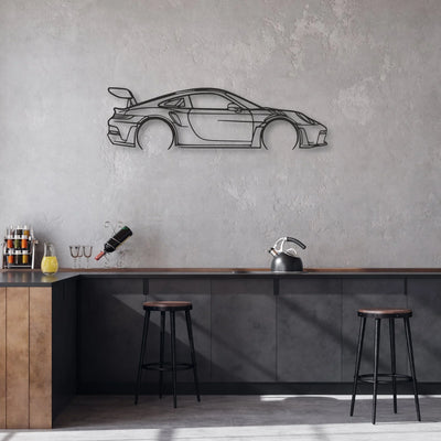 porsche 911 gt3 rs 992 Classic Silhouette Metal Wall Art - Automotive Garage Decor