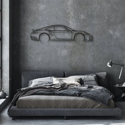 porsche 911 model 991 turbo s Classic Silhouette Metal Wall Art - Automotive Garage Decor