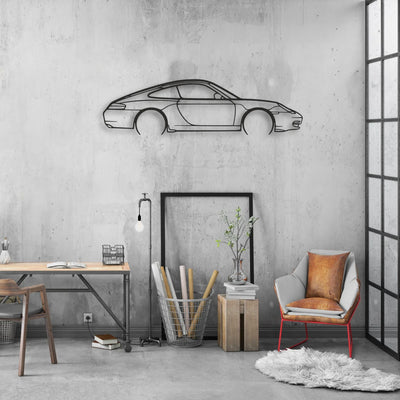 porsche 911 model 996 Classic Silhouette Metal Wall Art - Automotive Garage Decor