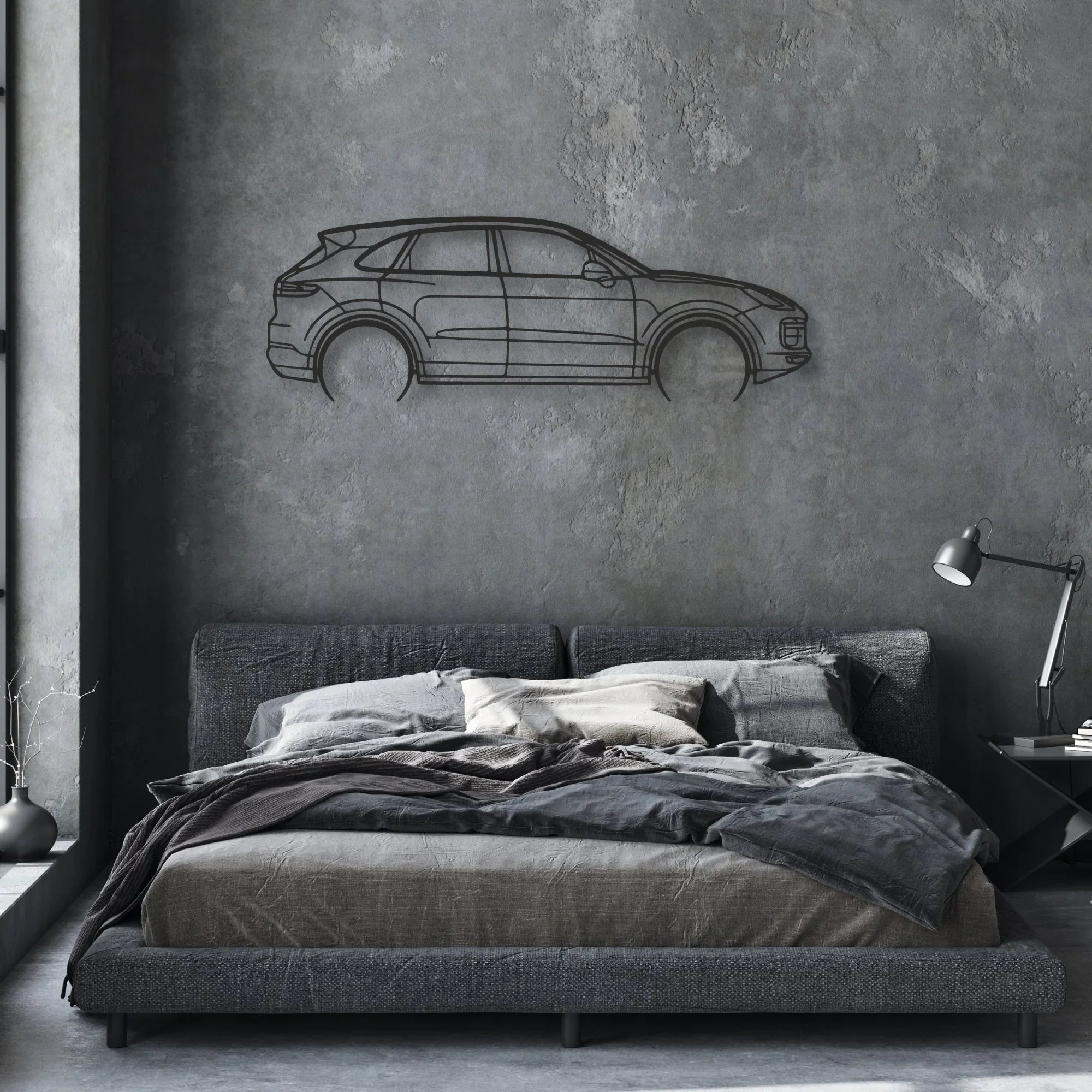 porsche cayenne turbo Classic Silhouette Metal Wall Art - Automotive Garage Decor