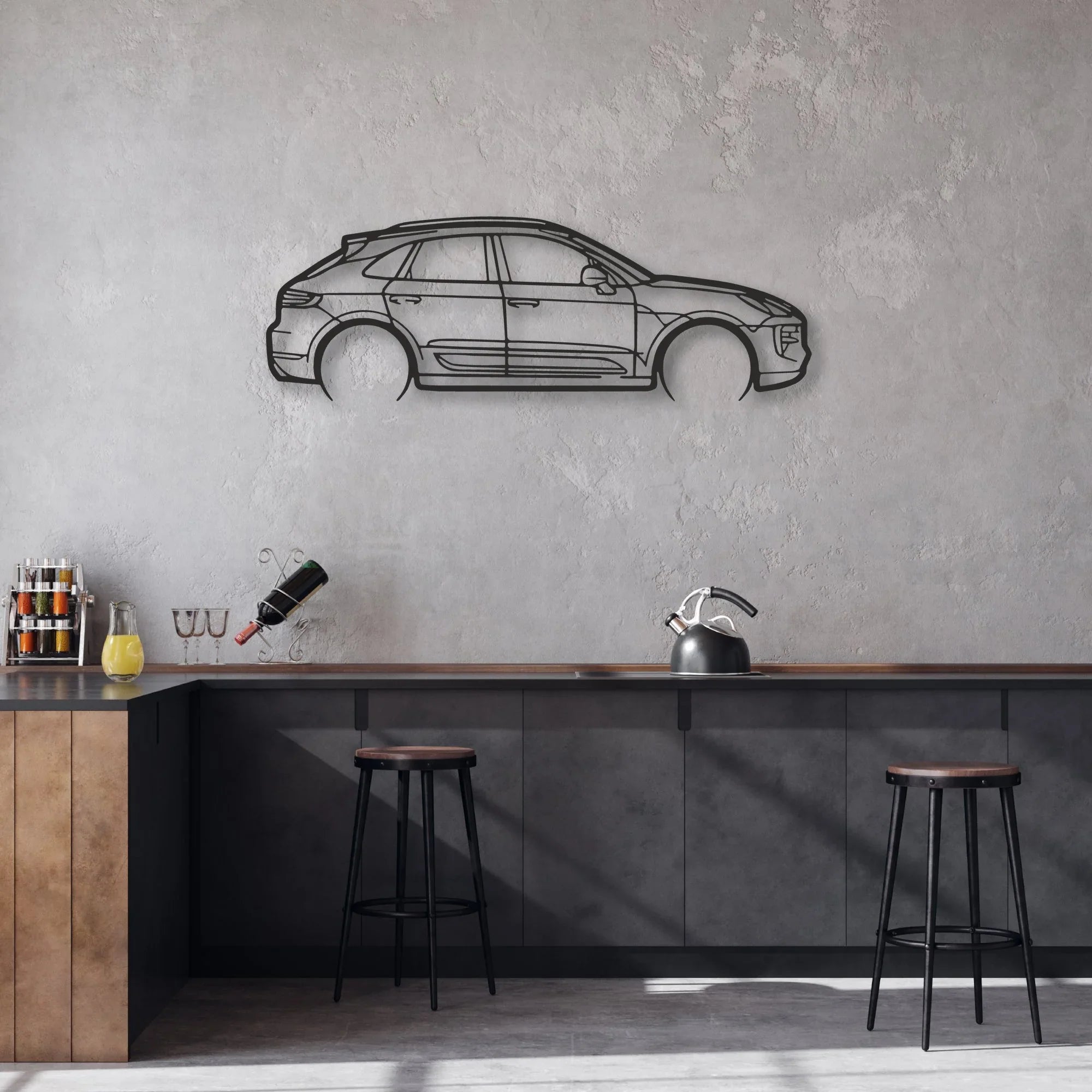 porsche macan gts 95b Classic Silhouette Metal Wall Art - Automotive Garage Decor