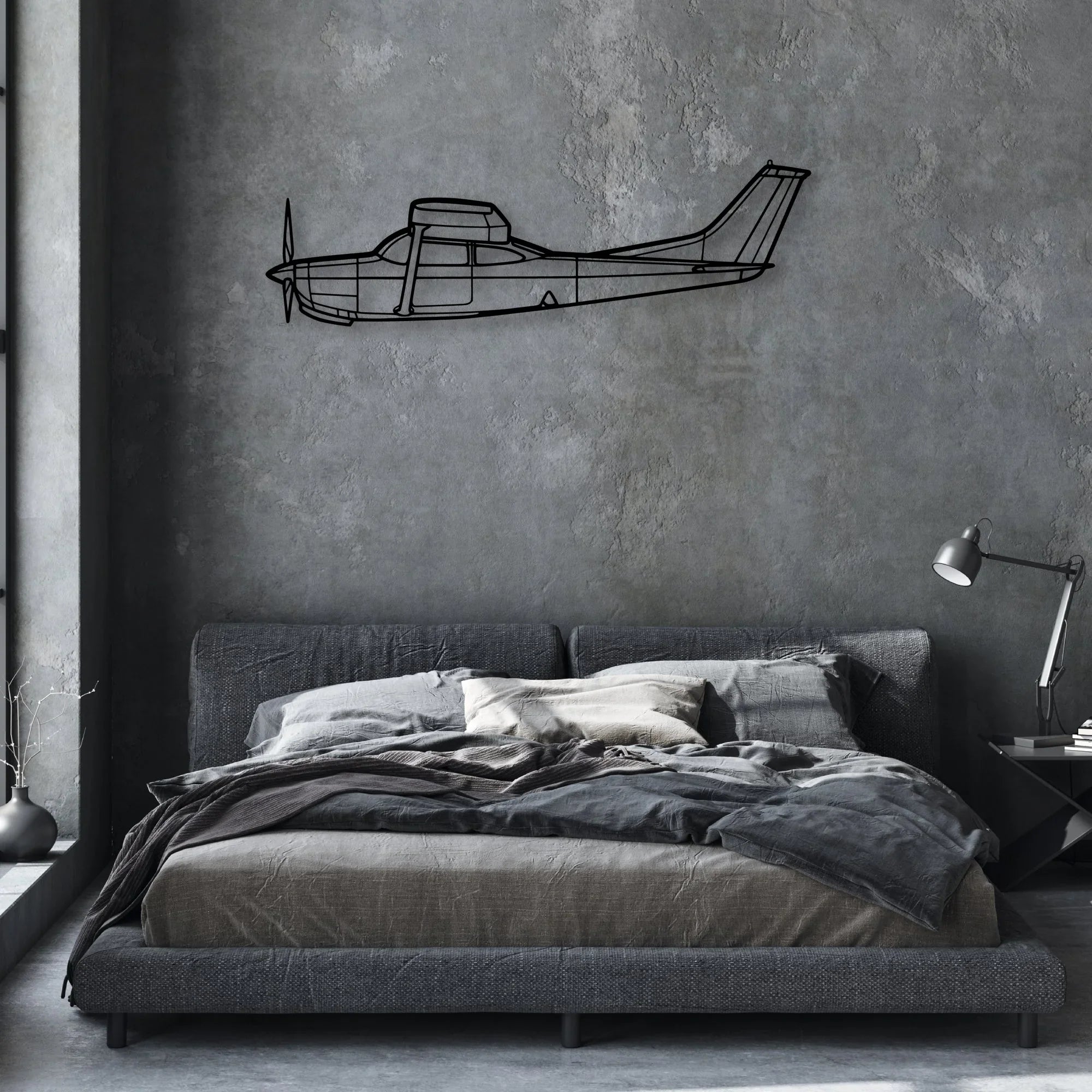R182 3 Classic Aircraft Silhouette Metal Wall Art - Aviation Hangar Decor