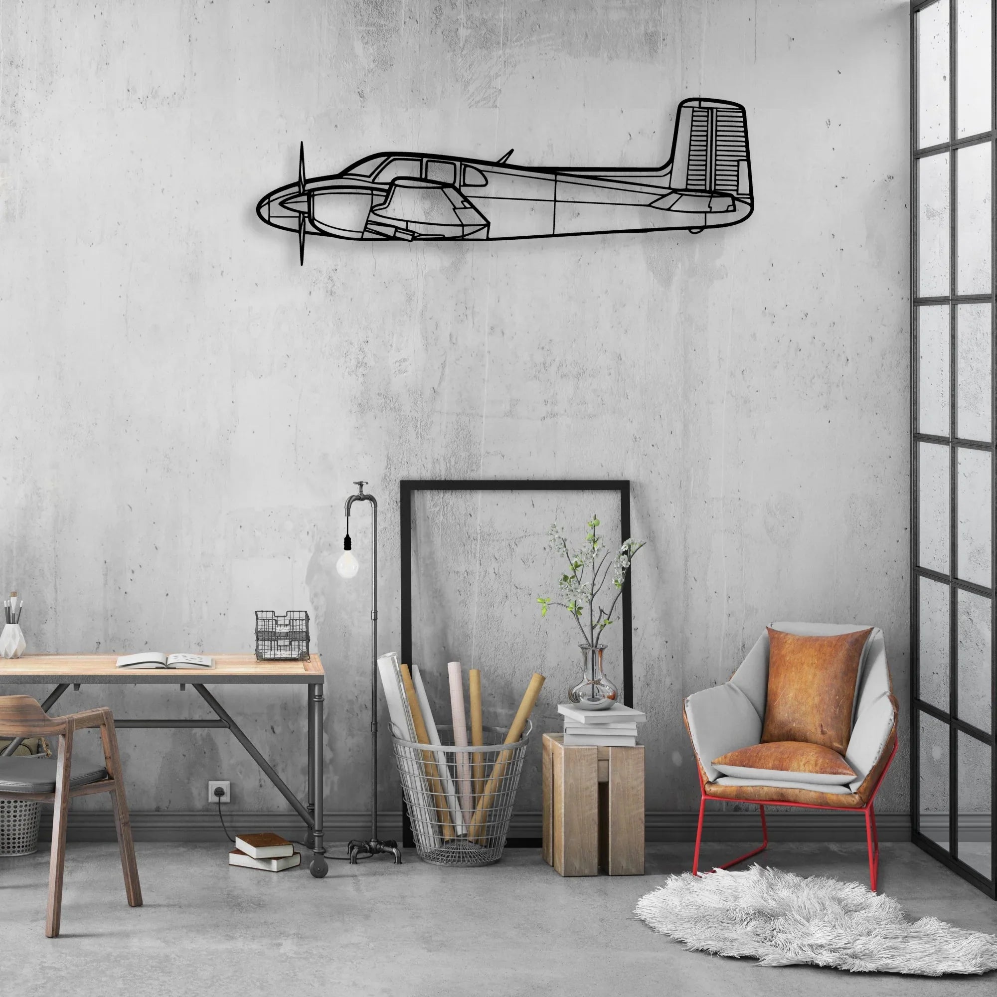R3000 160 Classic Aircraft Silhouette Metal Wall Art - Aviation Hangar Decor