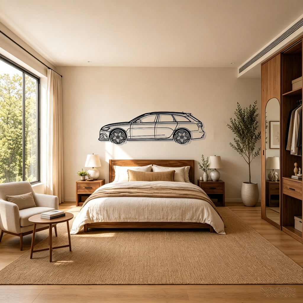 RS6 C7 Detailed Silhouette Metal Wall Art - Classic Car Garage Decor