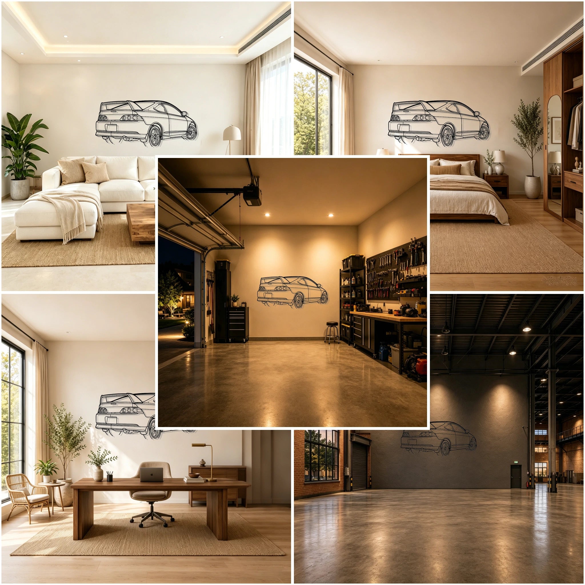 RSX Type S Angled View Metal Wall Art - Classic Car Garage Decor