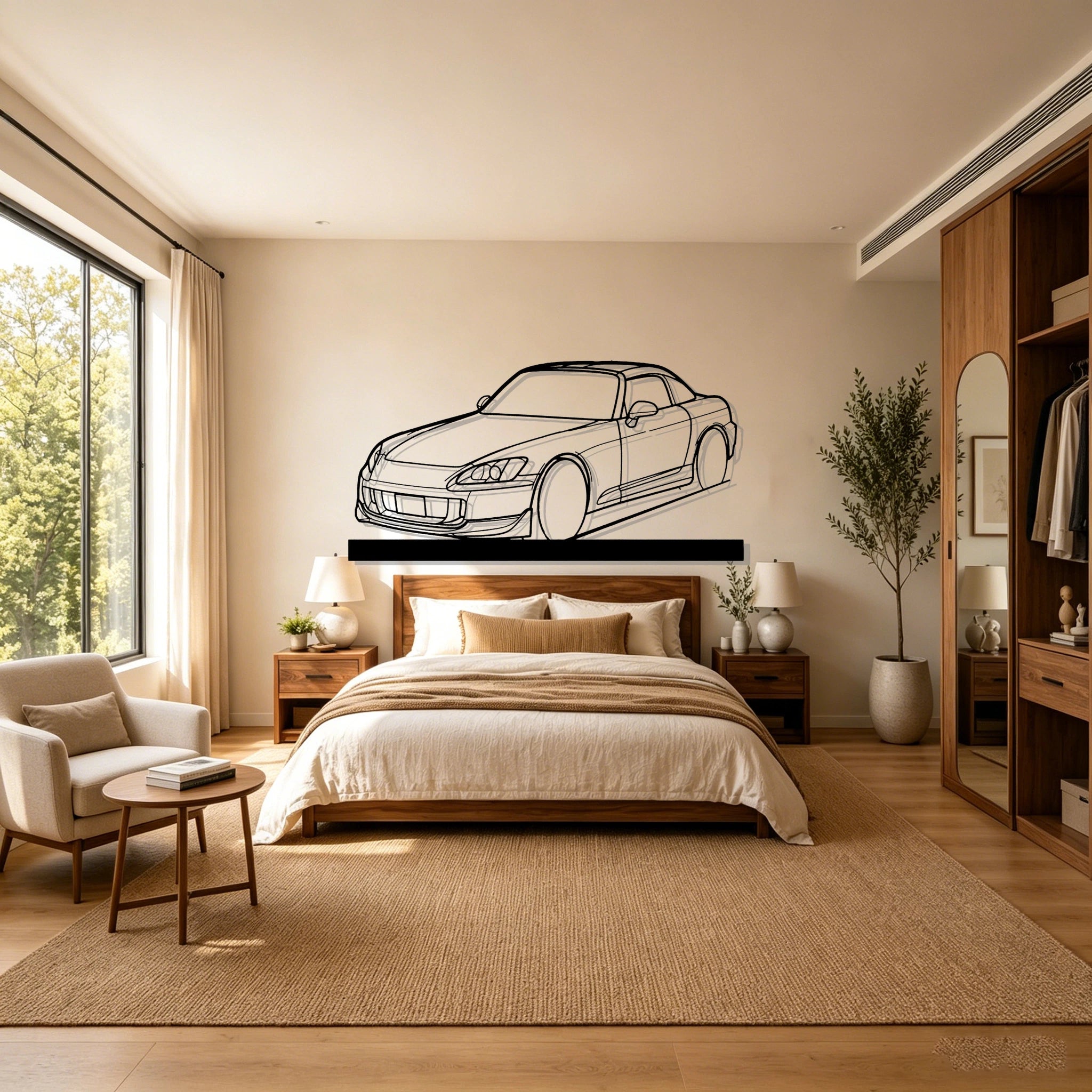 S2000 Hard Top Angle Silhouette Metal Art Stand - Classic Car Garage Decor