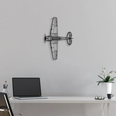 SNJ-5 Texan Classic Aircraft Silhouette Metal Wall Art - Aviation Hangar Decor