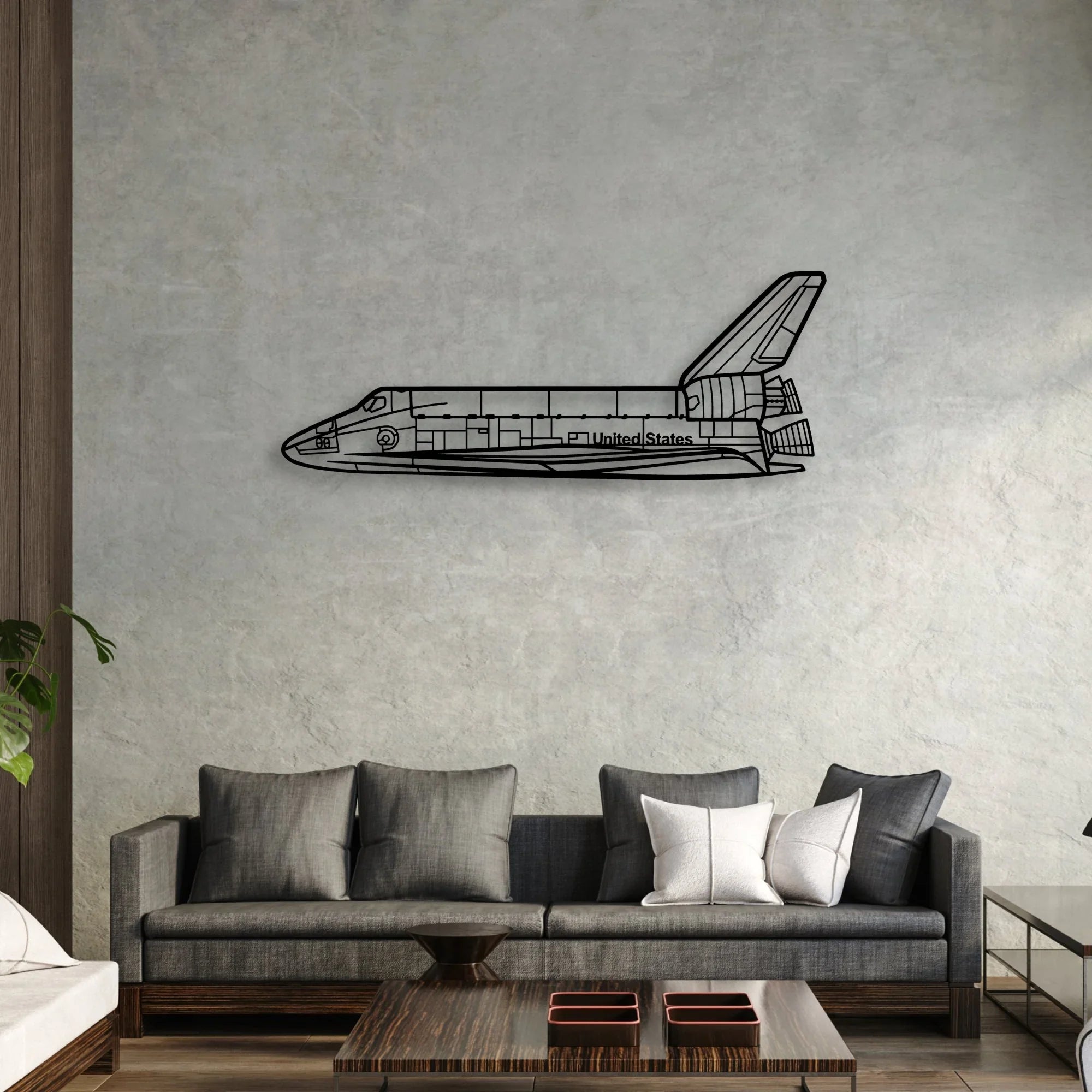 Space Shuttle Classic Aircraft Silhouette Metal Wall Art - Aviation Hangar Decor