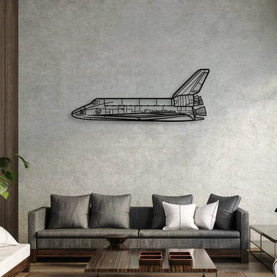 Space Shuttle Classic Aircraft Silhouette Metal Wall Art - Aviation Hangar Decor