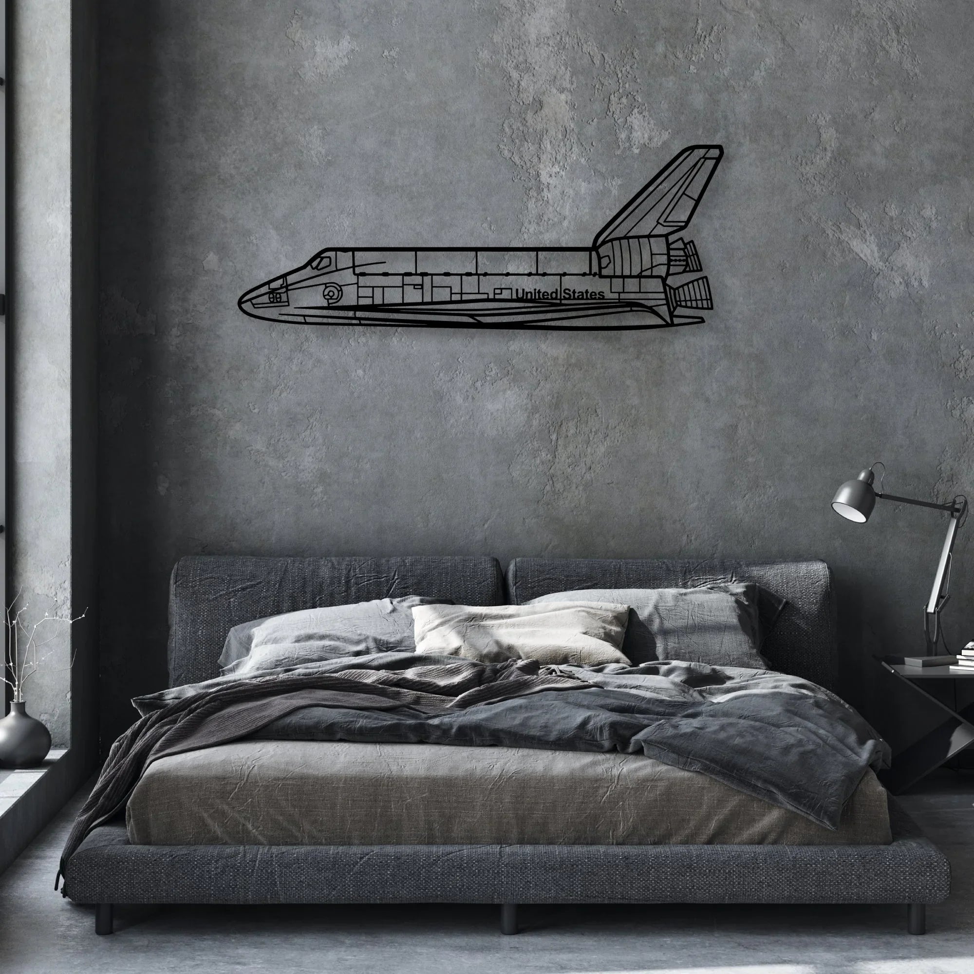 Space Shuttle Classic Aircraft Silhouette Metal Wall Art - Aviation Hangar Decor