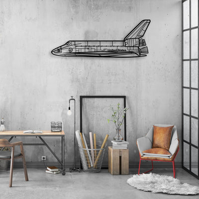 Space Shuttle Classic Aircraft Silhouette Metal Wall Art - Aviation Hangar Decor