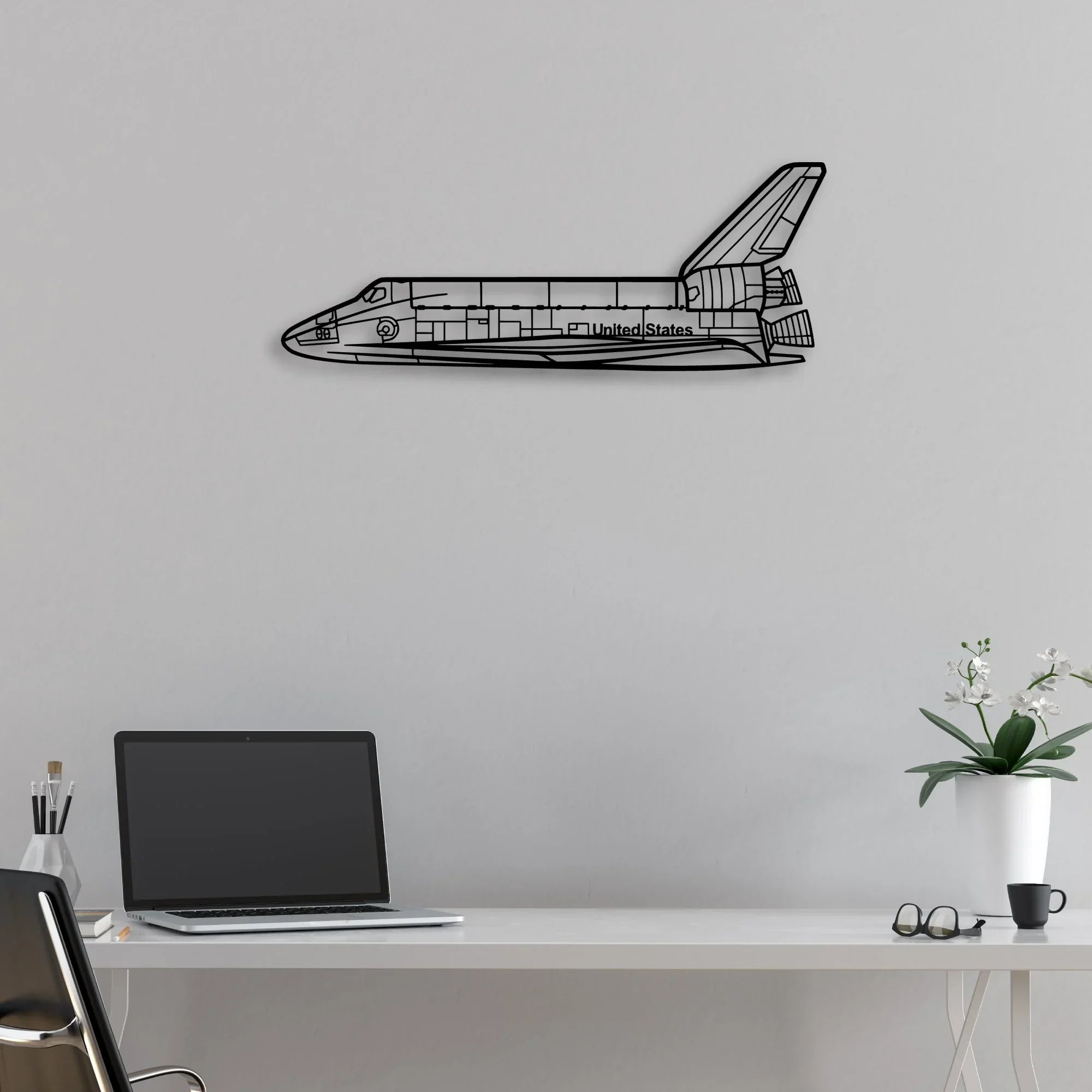 Space Shuttle Classic Aircraft Silhouette Metal Wall Art - Aviation Hangar Decor