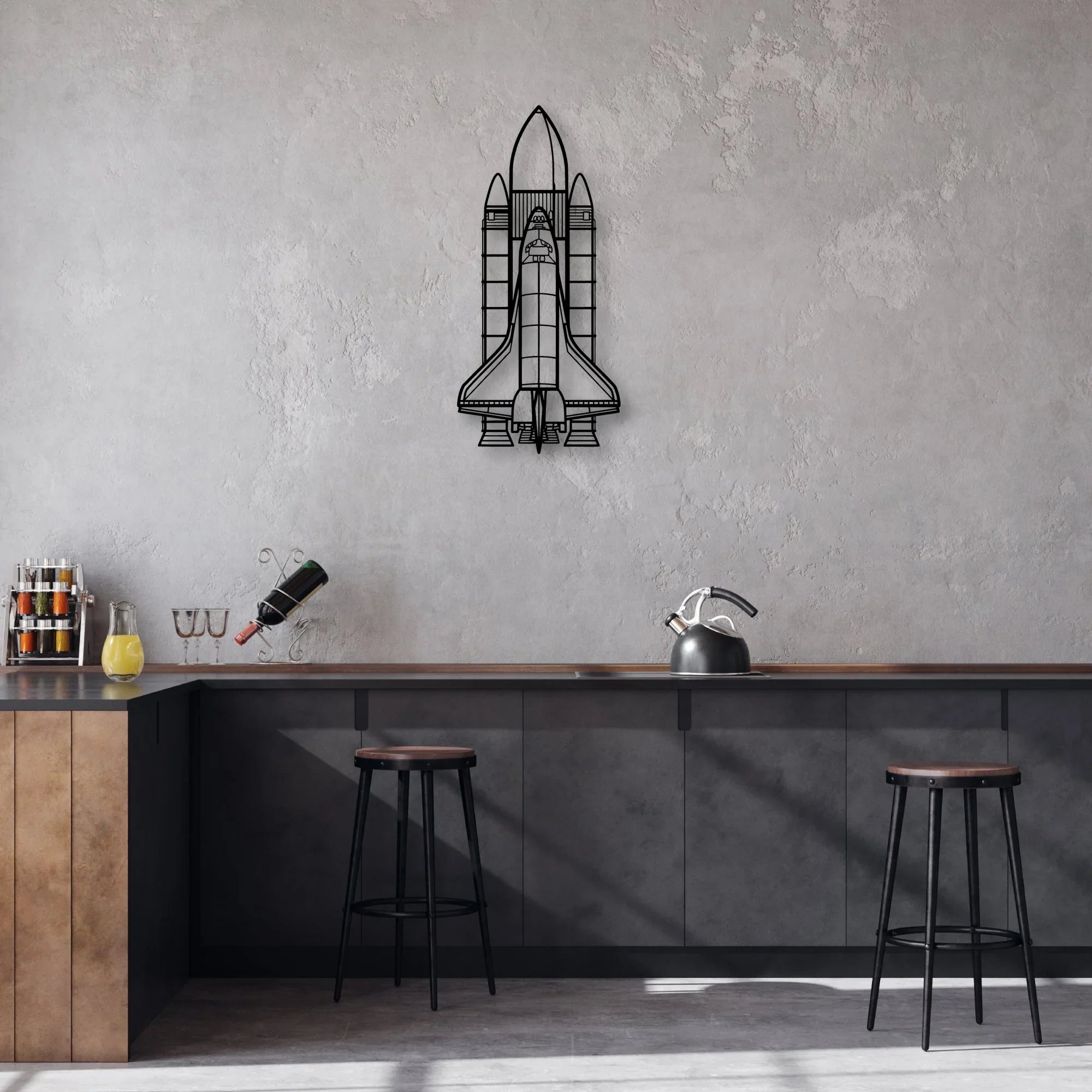 Space System Classic Aircraft Silhouette Metal Wall Art - Aviation Hangar Decor