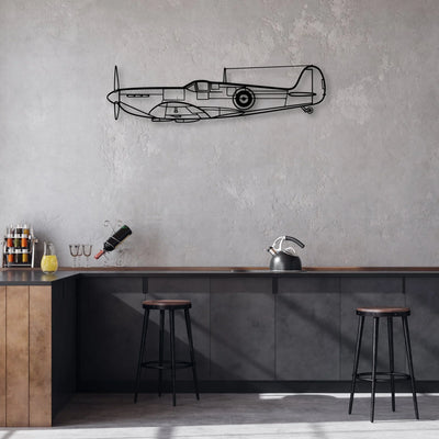 Spitfire Classic Aircraft Silhouette Metal Wall Art - Aviation Hangar Decor