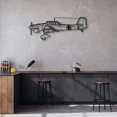 Stuka JU-87 Classic Aircraft Silhouette Metal Wall Art - Aviation Hangar Decor