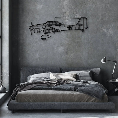 Stuka JU-87 Classic Aircraft Silhouette Metal Wall Art - Aviation Hangar Decor