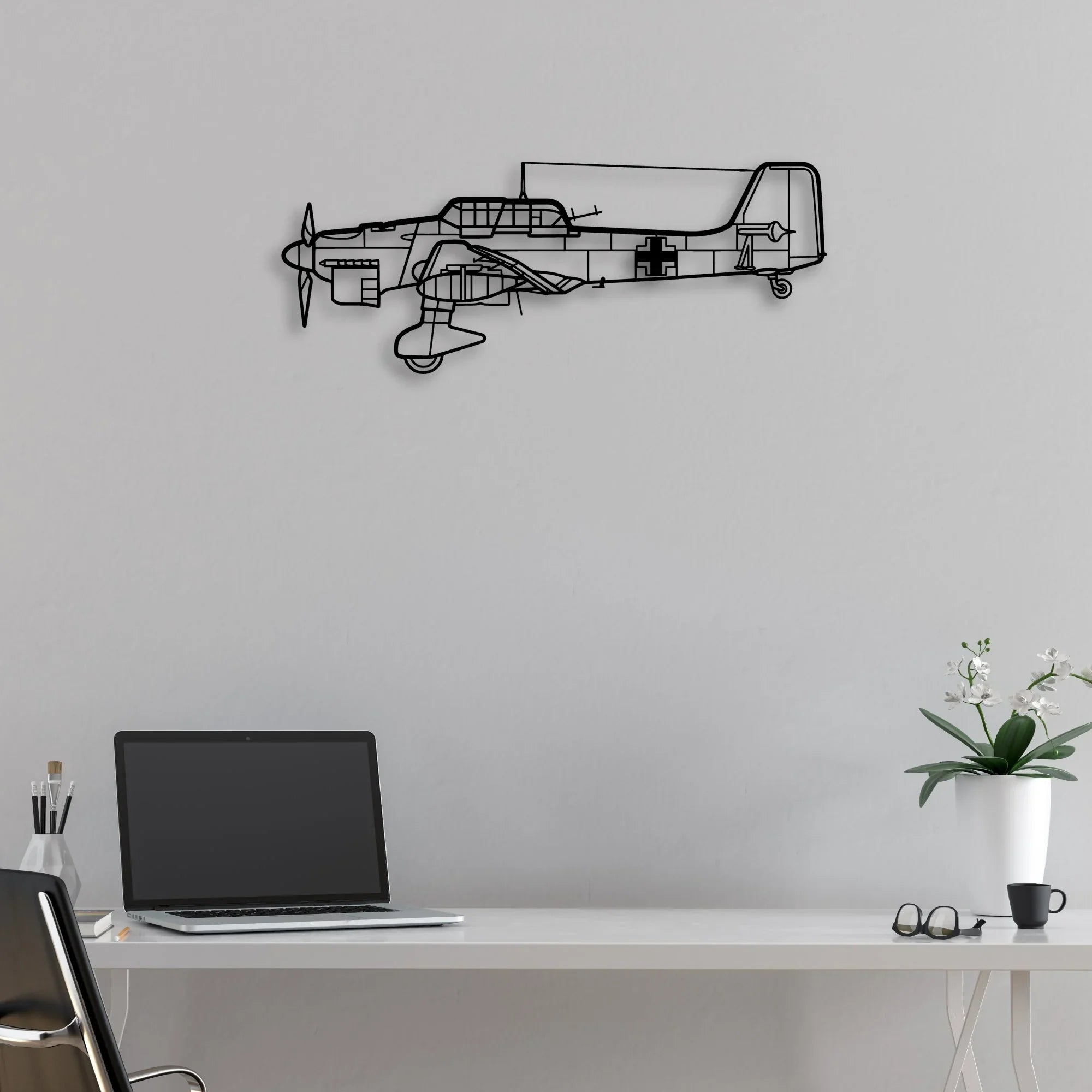 Stuka JU-87 Classic Aircraft Silhouette Metal Wall Art - Aviation Hangar Decor
