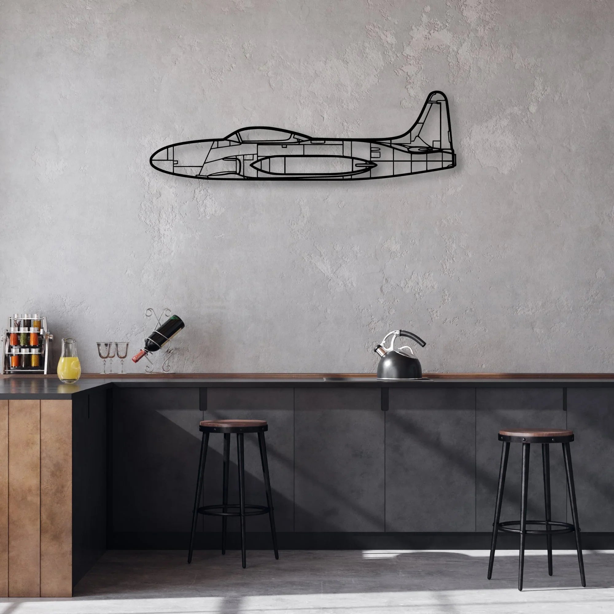 T33 3 Classic Aircraft Silhouette Metal Wall Art - Aviation Hangar Decor